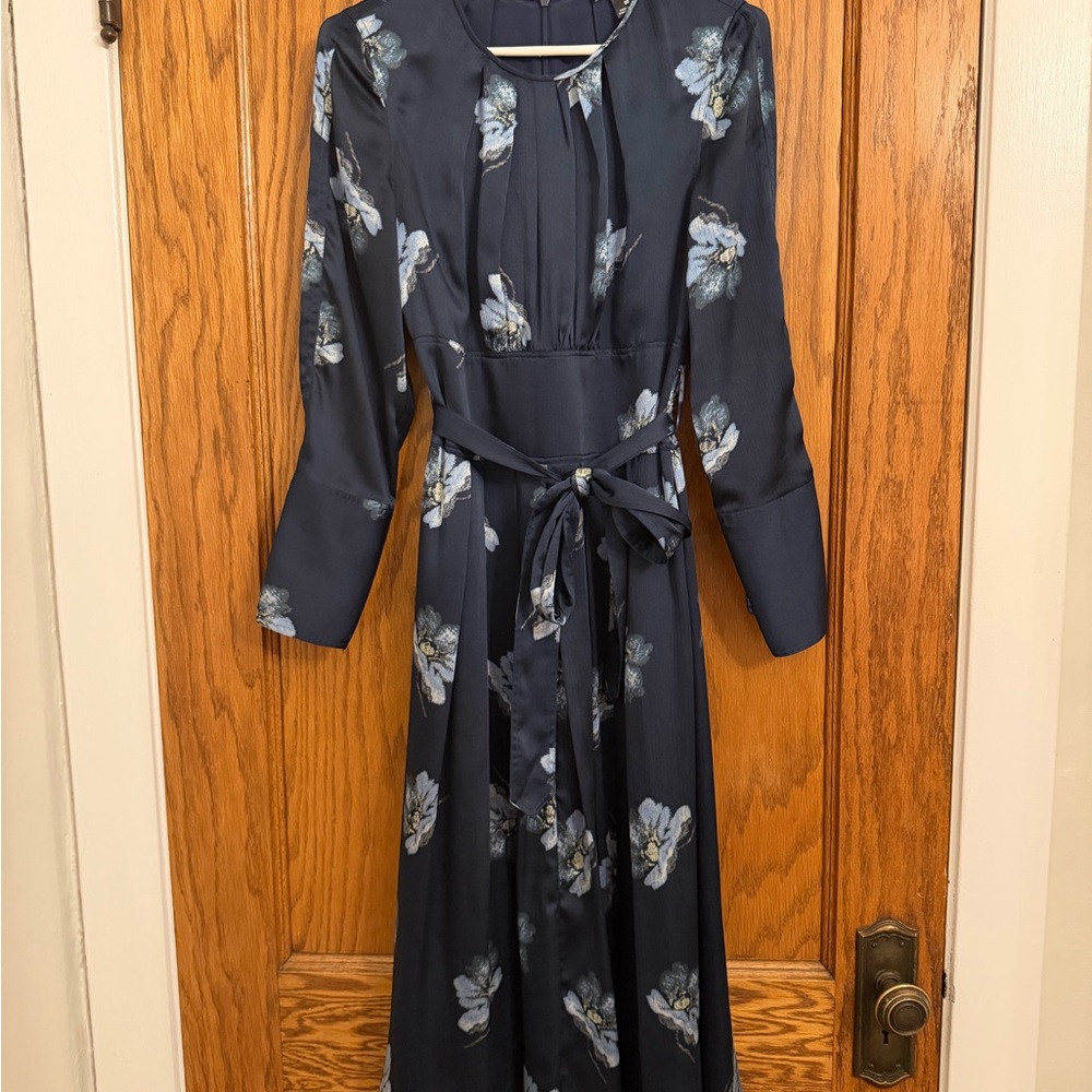 Club Monaco Navy Floral Long Sleeve Dress